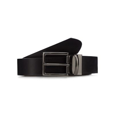 Black smooth leather reversible belt